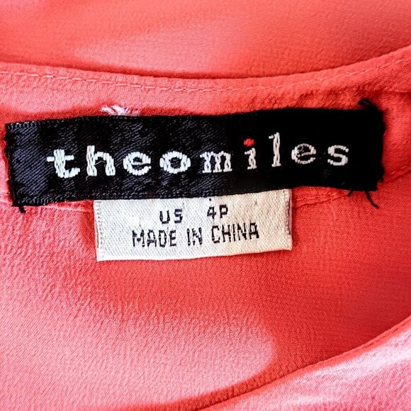 Theo Miles Petite Coral Pink Silk Top - Picture 4 of 6